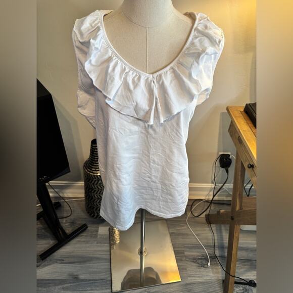 ANA Clare White Ruffled Women's Top - Picture 2 of 4